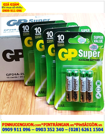 COMBO 01 HỘP (10 Vỉ 40viên) Pin đũa AAA 1.5v Alkaline GP SUPER 24AUOK-U4 chính hãng GP Super_Giá Chỉ 429.000đ/ Hộp